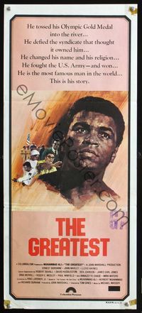 2w613 GREATEST Australian daybill poster '77 great artwork of heavyweight boxing champ Muhammad Ali!