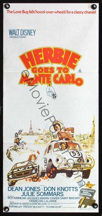 2w630 HERBIE GOES TO MONTE CARLO Australian daybill movie poster '77 Volkswagen Beetle racing!