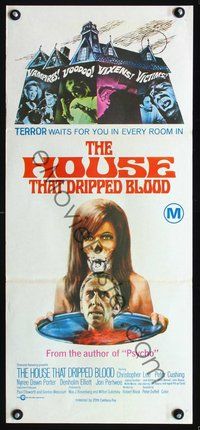 2w639 HOUSE THAT DRIPPED BLOOD Australian daybill '71 Christopher Lee, Vampires! Voodoo! Vixens!