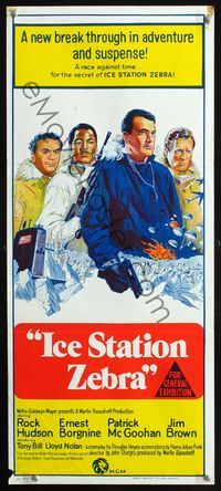 2w651 ICE STATION ZEBRA Australian daybill movie poster '69 Rock Hudson, Jim Brown, Cinerama!