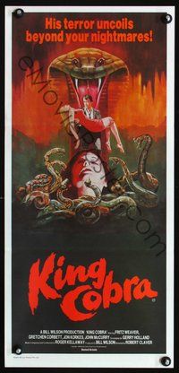 2w669 KING COBRA Australian daybill movie poster '81 Jaws of Satan, snakes!