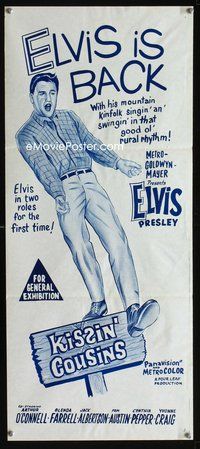 2w672 KISSIN' COUSINS Australian daybill movie poster R70s Elvis Presley in 2 roles!