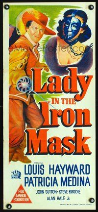 2w674 LADY IN THE IRON MASK Aust daybill '52 Louis Hayward, Patricia Medina, Three Musketeers!
