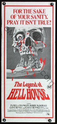 2w683 LEGEND OF HELL HOUSE Australian daybill poster '73 great skull & haunted house artwork image!