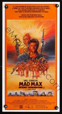 2w715 MAD MAX BEYOND THUNDERDOME Aust daybill '85 art of Mel Gibson & Tina Turner by Richard Amsel!