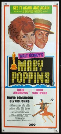 2w733 MARY POPPINS Aust daybill R73 Julie Andrews, Dick Van Dyke, Walt Disney musical classic!