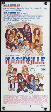 2w755 NASHVILLE Australian daybill movie poster '75 Robert Altman, Keith Carradine, cool artwork!