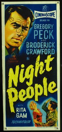 2w761 NIGHT PEOPLE Australian daybill movie poster '54 Gregory Peck in uniform!
