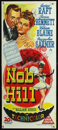 2w764 NOB HILL Australian daybill movie poster '45 George Raft, Joan Bennett, Vivian Blaine