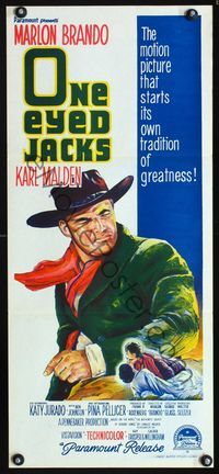 2w773 ONE EYED JACKS Australian daybill movie poster '61 artwork of star & director Marlon Brando!