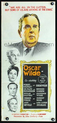 2w778 OSCAR WILDE Australian daybill movie poster '60 Gregory Ratoff, Robert Morley as Wilde