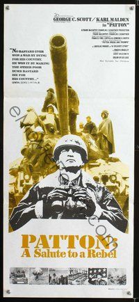 2w787 PATTON Aust daybill '70 General George C. Scott military classic, Patton: A Salute to a Rebel