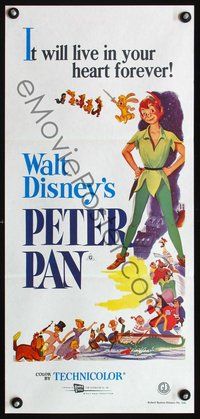 2w791 PETER PAN Aust daybill R70s Walt Disney animated cartoon fantasy classic!