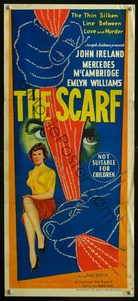 2w845 SCARF Australian daybill movie poster '51 John Ireland, Mercedes McCambridge, Emlyn Williams