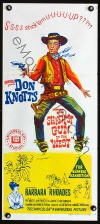 2w857 SHAKIEST GUN IN THE WEST Australian daybill poster '68 great Don Knotts wanted poster image!