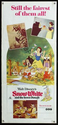 2w870 SNOW WHITE & THE SEVEN DWARFS Australian daybill R70s Walt Disney animated cartoon classic!