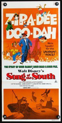 2w874 SONG OF THE SOUTH Australian daybill movie poster R80s Walt Disney, Uncle Remus