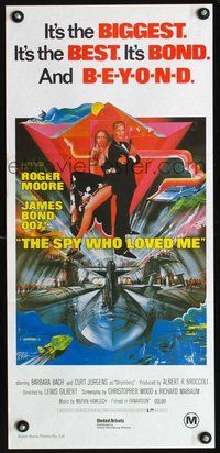 2w881 SPY WHO LOVED ME Australian daybill movie poster R80s Moore as Bond, Peak art!