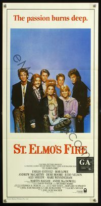 2w882 ST. ELMO'S FIRE Aust daybill '85 Rob Lowe, Demi Moore, Emilio Estevez, Ally Sheedy, Nelson
