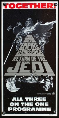 2w890 STAR WARS TRILOGY Aust daybill '83 George Lucas, Empire Strikes Back, Return of the Jedi!