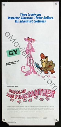 2w928 TRAIL OF THE PINK PANTHER Aust daybill '82 Peter Sellers, Blake Edwards, cool cartoon art!