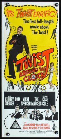 2w931 TWIST AROUND THE CLOCK Aust daybill '62 Chubby Checker in the 1st full-length Twist movie!