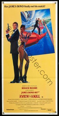 2w939 VIEW TO A KILL Australian daybill '85 art of Roger Moore as James Bond 007 by Daniel Gouzee!