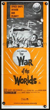 2w943 WAR OF THE WORLDS Australian daybill poster R70s H.G. Wells classic produced by George Pal!