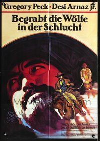 2w032 BILLY TWO HATS German movie poster '74 cool art of cowboys Gregory Peck & Desi Arnaz Jr!