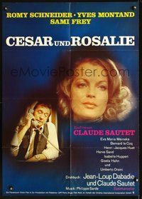 2w047 CESAR & ROSALIE #1 German '72 Claude Sautet, cool artwork of Yves Montand & sexy Schneider!