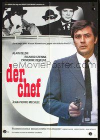 2w064 DIRTY MONEY German poster '72 Jean-Pierre Melville's Un Flic, close-up gun-toting Alain Delon!