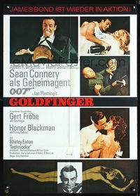 2w097 GOLDFINGER German movie poster R70s great images of Sean Connery as James Bond, by W. Hoss!