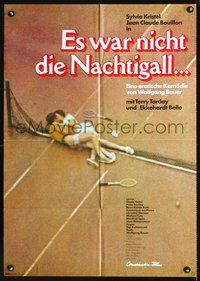 2w111 JULIA German movie poster '74 Der Liebesschuler, Sylvia Kristel, tennis players make love!