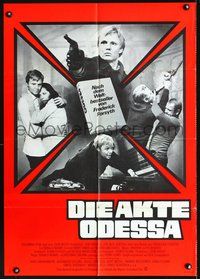 2w139 ODESSA FILE German movie poster '74 Jon Voight, Maximilian Schell, dramatic design!