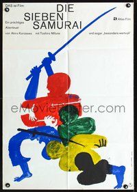 2w190 SEVEN SAMURAI German '62 Shichinin No Samurai, Akira Kurosawa, Toshiro Mifune, Hillmann art!