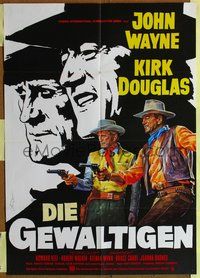 2w220 WAR WAGON German movie poster R1974 John Wayne, Kirk Douglas, cool gunslinger art!