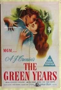 2w326 GREEN YEARS Aust one-sheet '46 Victor Saville, Scottish Charles Coburn! Great romance art!
