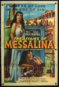 2x023 AFFAIRS OF MESSALINA linen 1sh '53sexy full-length Maria Felix as history's most wicked woman!