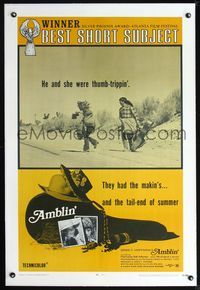 2x028 AMBLIN' linen 1sh R71 Steven Spielberg's very first movie about male & female thumb-trippers!