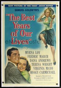 2x042 BEST YEARS OF OUR LIVES linen style B 1sh '47 Dana Andrews, Teresa Wright, sexy Virginia Mayo!