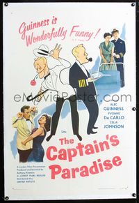 2x060 CAPTAIN'S PARADISE linen 1sh '53art & photo of Alec Guinness + Yvonne de Carlo & Celia Johnson