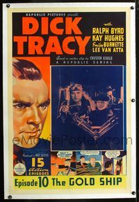 2x103 DICK TRACY linen Chap 10 one-sheet '37 Ralph Byrd, great Chester Gould cartoon art, serial