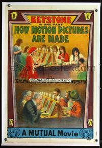 2x160 HOW MOTION PICTURES ARE MADE linen 1sheet '14 Mack Sennett behind the scenes, stone litho art!