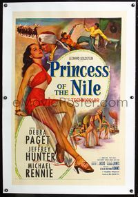 2x260 PRINCESS OF THE NILE linen 1sh '54 sexy full-length art of barely-dressed young Debra Paget!