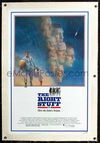 2x277 RIGHT STUFF linen one-sheet movie poster '83 great Tom Jung art of the first NASA astronauts!
