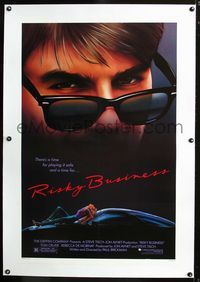 2x278 RISKY BUSINESS linen 1sheet '83 classic close up artwork image of Tom Cruise in cool shades!