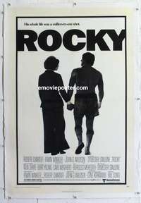 2x280 ROCKY linen 1sh '77 boxer Sylvester Stallone holding hands with Talia Shire, boxing classic!