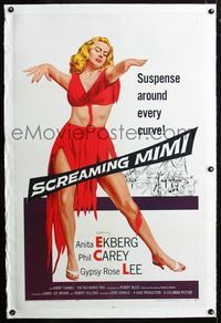 2x292 SCREAMING MIMI linen 1sh '58 sexy half-dressed Anita Ekberg has suspense around every curve!