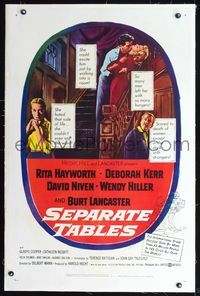 2x294 SEPARATE TABLES linen 1sh '58 art of Rita Hayworth, Burt Lancaster, David Niven & Deborah Kerr