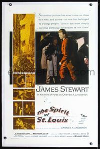 2x321 SPIRIT OF ST. LOUIS linen 1sheet '57 James Stewart as aviator Charles Lindbergh, Billy Wilder